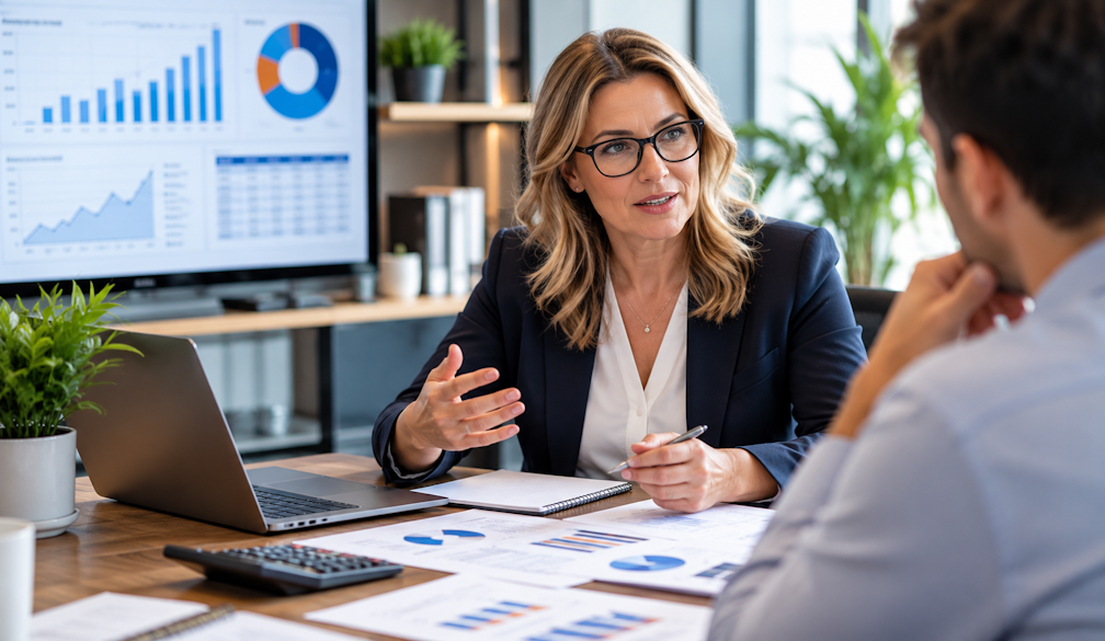 Business Consultant Presenting Financial Insights