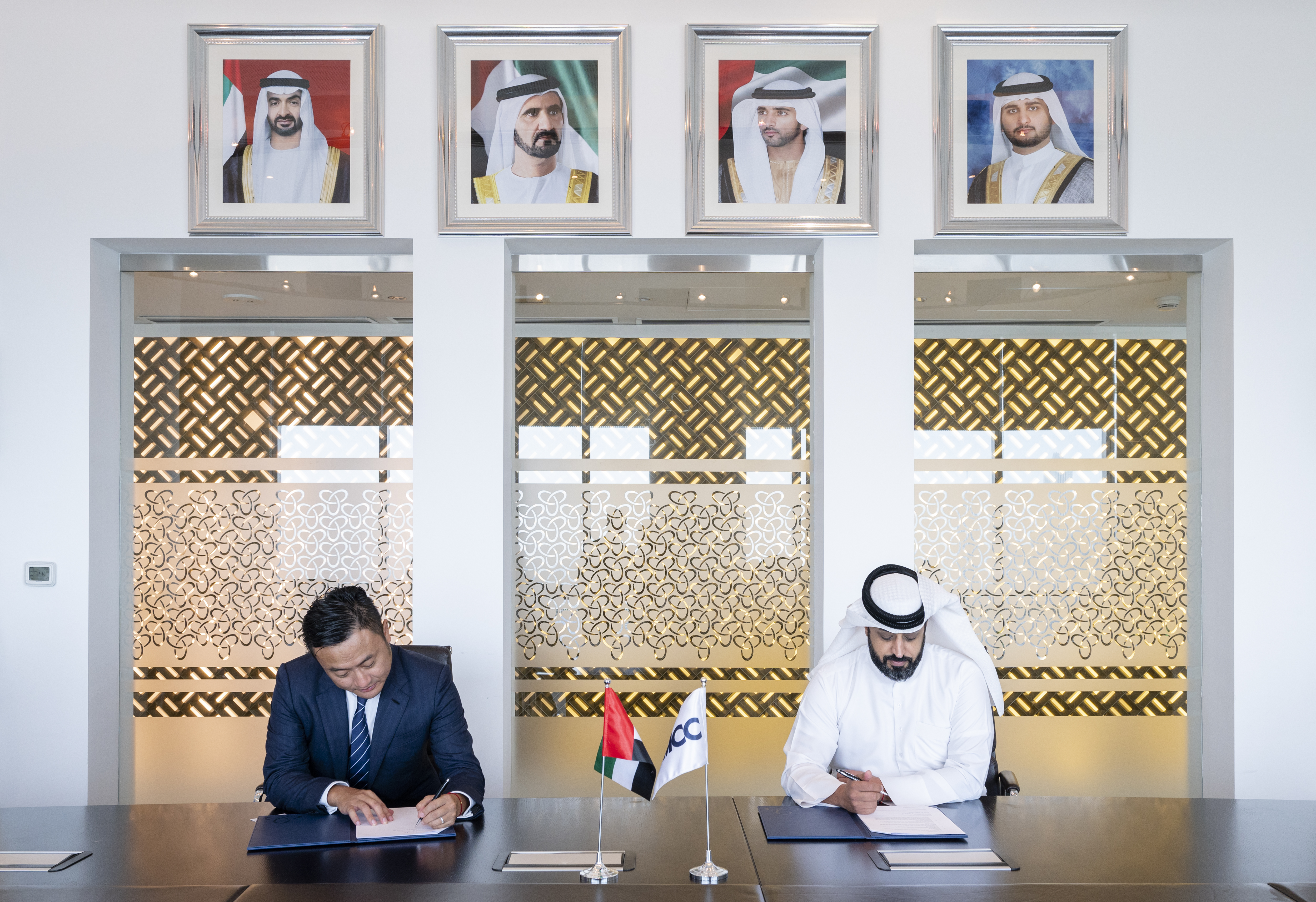 Ahmed Bin Sulayem, Executive Chairman and Chief Executive of DMCC, and Ben Zhou, Co-founder and CEO of Bybit, signed an MOU in Dubai on June 5, 2023.