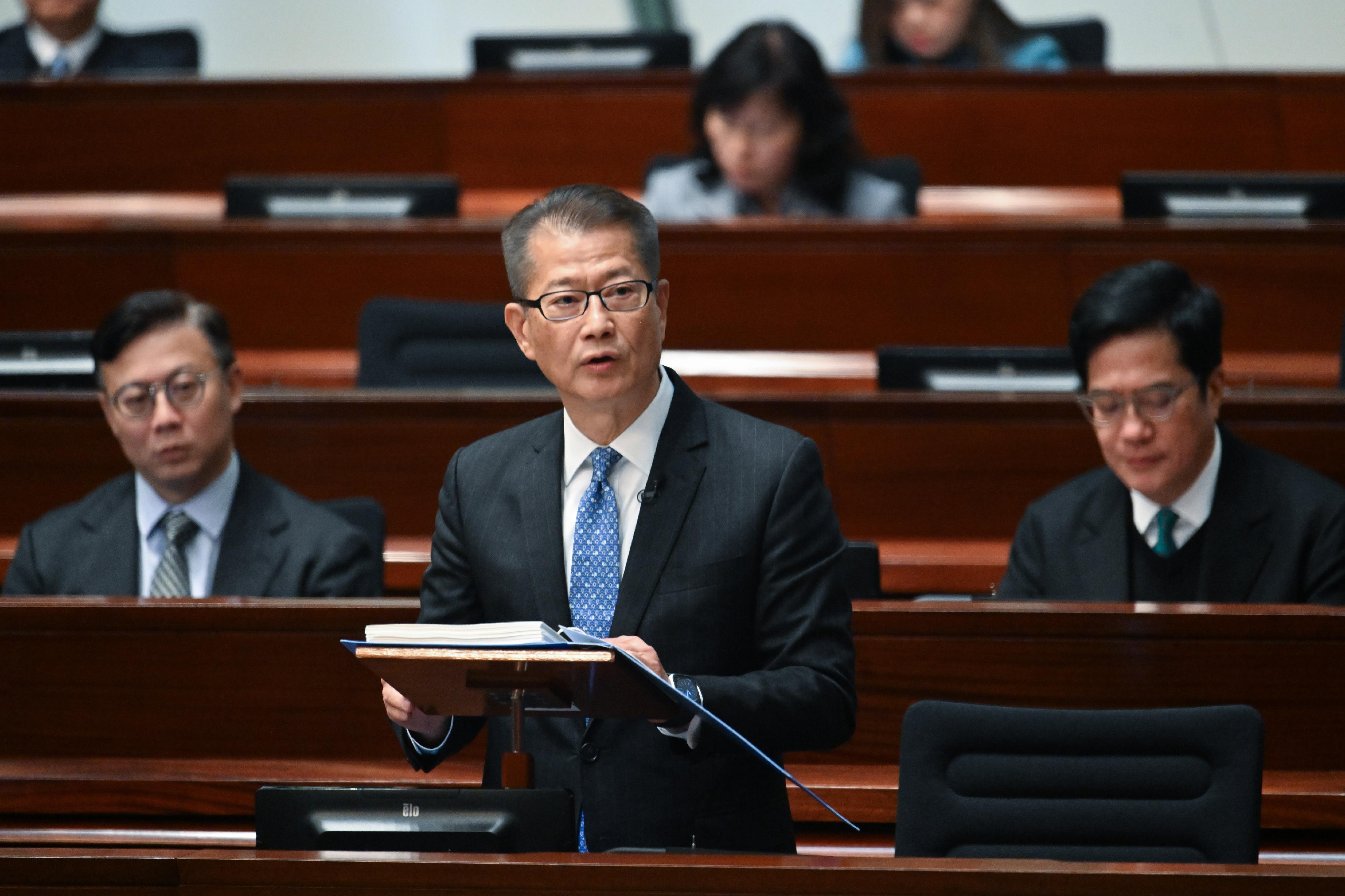 Hong Kong SAR’s Financial Secretary Paul Chan delivers the 2025-26 Budget in the Legislative Council.