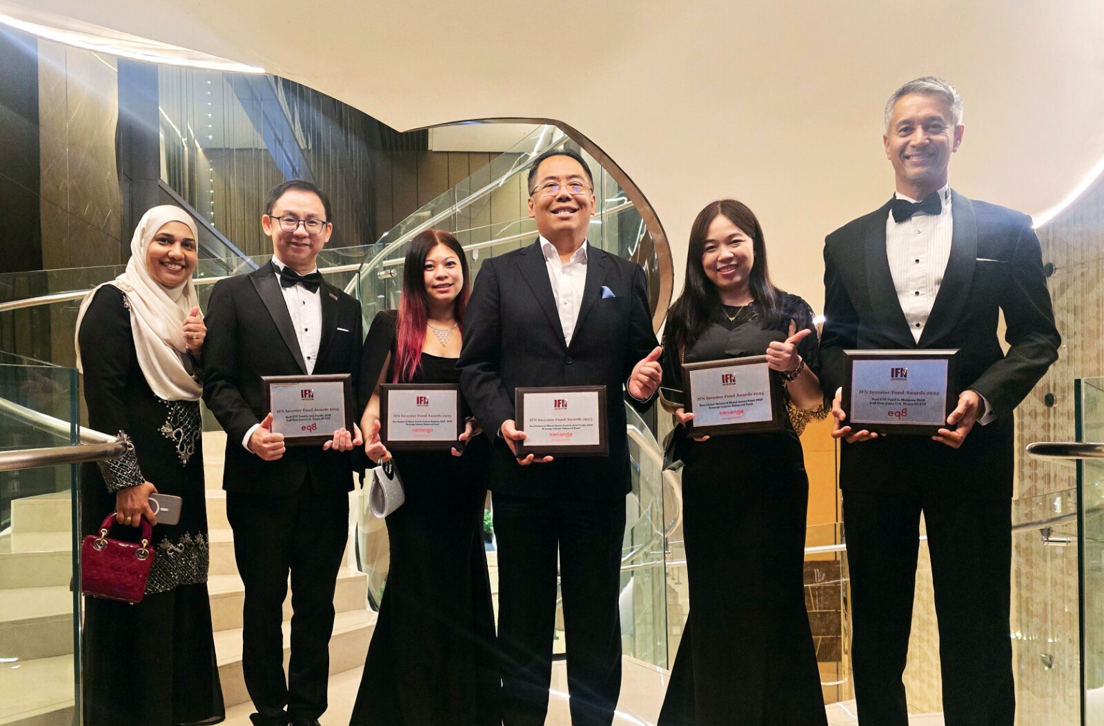 From left: Mariam Veronica Bt Abu Bakkar Seddek, Director, Group Head for Institutional & Islamic Asset Management, Kenanga Investors; Ong Soon Chong, Executive Director, Head of ETF & ESG Investment, Eq8 Capital Sdn Bhd; Felicia Tai, Head of Fixed Income & Credit, Kenanga Islamic Investors; Datuk Wira Ismitz Matthew De Alwis, Chief Executive Officer and Executive Director, Kenanga Investors; Ellen Ng, Portfolio Manager, Investment, Kenanga Islamic Investors; and Umar Alhadad, Chief Executive Officer and Executive Director, Eq8 Capital.
