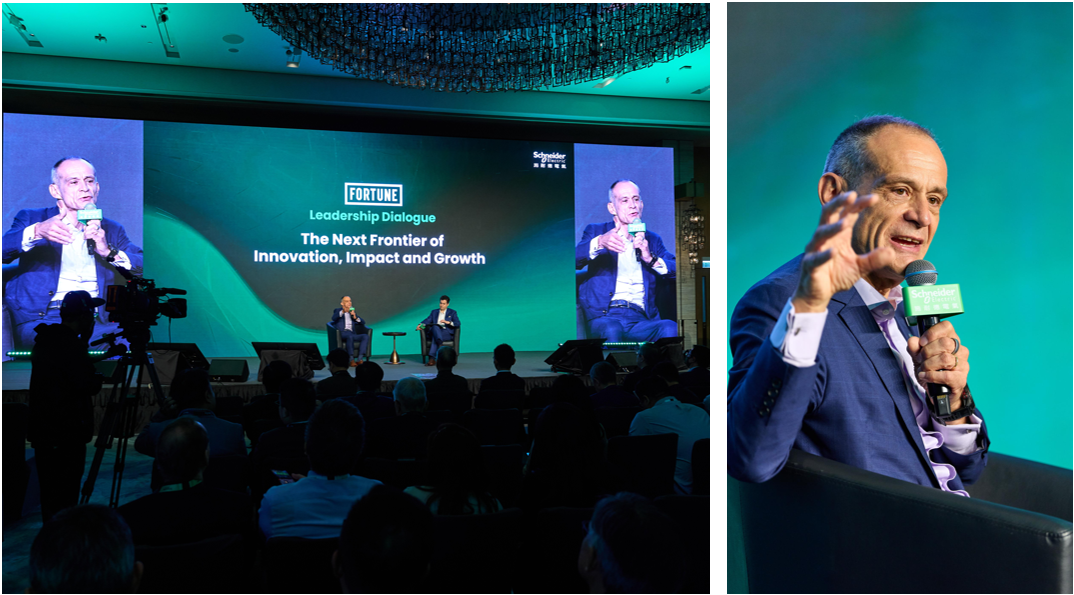 (From left) Jean-Pascal Tricoire, Chairman of Schneider Electric, was joined by Lee Williamson, Editorial Director, Asia of Fortune, for a leadership dialogue on "The Next Frontier of Innovation, Impact and Growth."