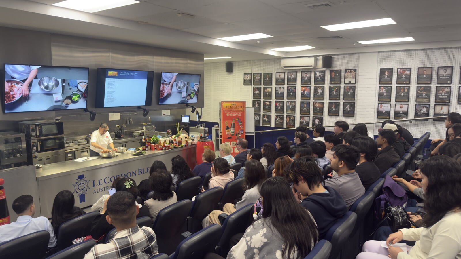 Chef Vincent Liew demonstrates the versatility of Lee Kum Kee sauces for young chefs during a master class at Le Cordon Bleu
